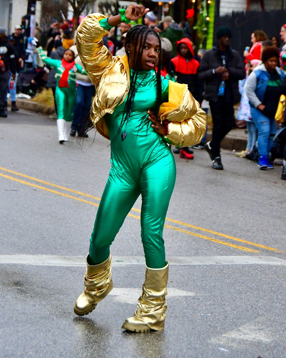 Posing in Green and Gold
