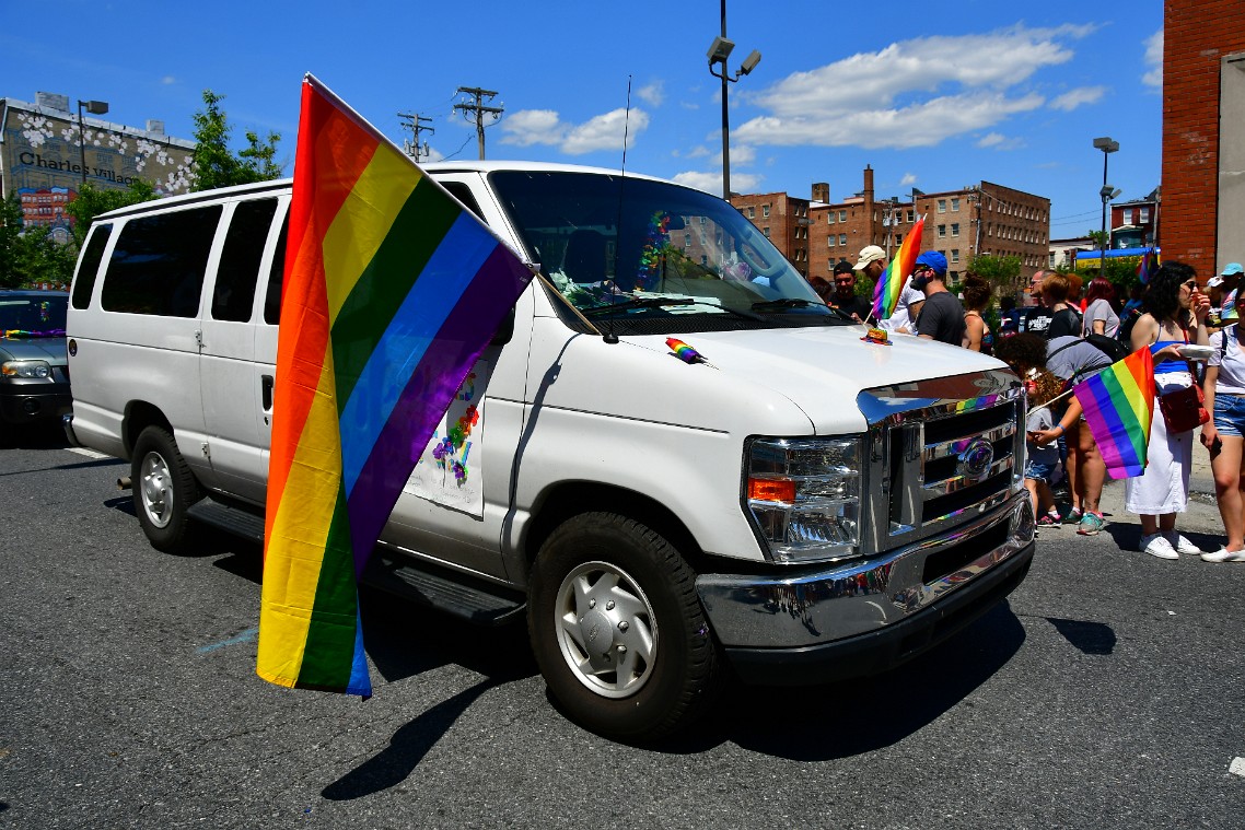 Rainbow Flagged Van