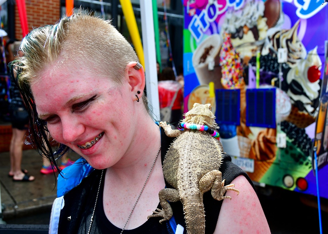 Smiling With a Bearded Lizard