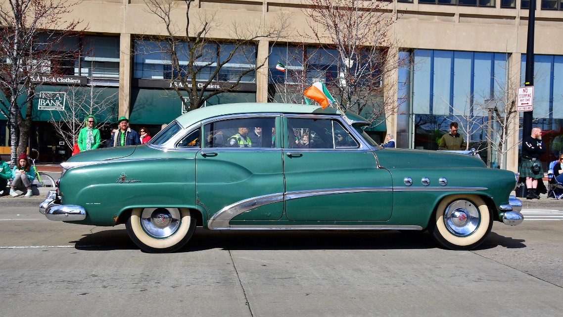 Thick Green Buick Eight Rolling Through Town