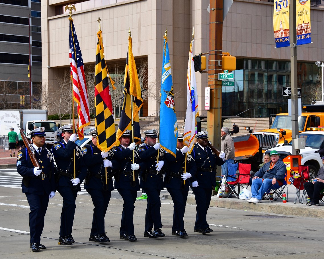 Baltimore Police Color Guard on the March