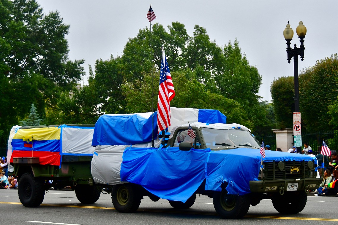 Draped Truck and Trailer