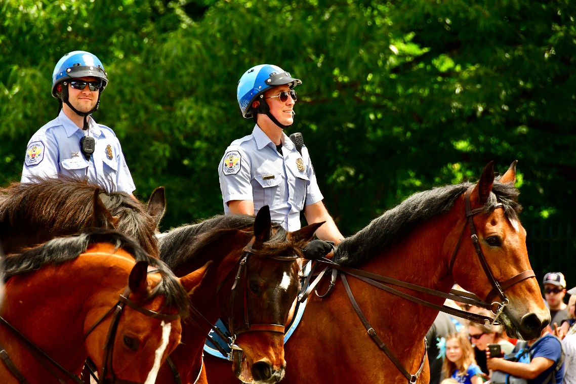 Mounted US Park Police Riding Through